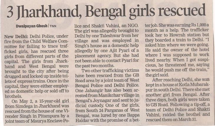 3 Jharkhand, Bengal girls rescued